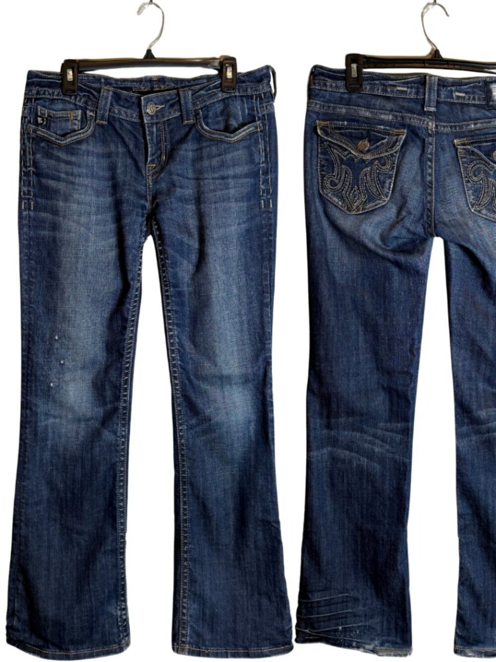 MEK Denim Eldora Bootcut Low Rise Jeans Women's 29x32 Thick Stitch Flap Pockets